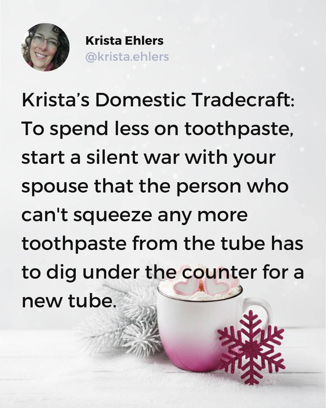 We haven't needed new toothpaste in 3 years...
 #momlıfe #genxlife #momsirl #christianmarriage #genxwoman #momjokesfordays #marriedlife #marriagejokes #christianjokes #marriedlifehumor #funnymommy #dadjokes #GenXHumor #momcomedy #marriagejoke #domestictradecraft